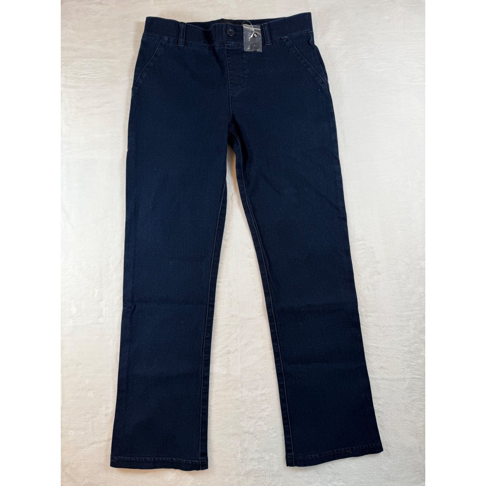 Betabrand Dress Pant Yoga Pants Medium Petite Dark Indigo Denim Straight Leg